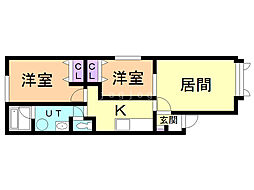 アスティ4.6イースト 2LDKの間取図画像