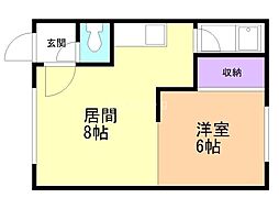 テルメハイツA 1LDKの間取図画像