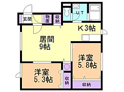 ドルフ 2LDKの間取図画像