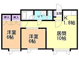 リベルタ 2LDKの間取図画像
