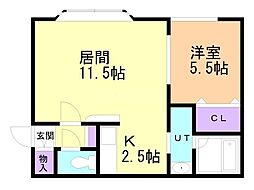 コムフォート1 1LDKの間取図画像