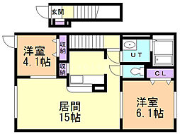 サウスバレー 2LDKの間取図画像