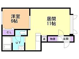 Gaia・B 1LDKの間取図画像