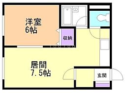 コーポ華みずき 1DKの間取図画像