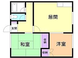 末広東2の2コーポ 2LDKの間取図画像
