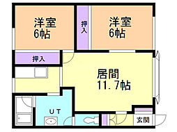 パーク喜多川A 2LDKの間取図画像