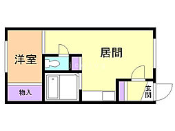 ホワイトハイムA 1DKの間取図画像