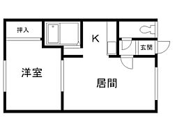 エンゼルハイツ永山 1DKの間取図画像