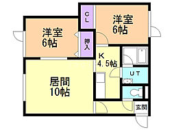 VIPトヨオカ 2LDKの間取図画像