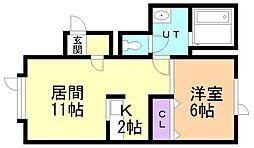 庄子コーポ南A 1LDKの間取図画像
