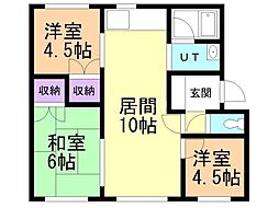 美秀マンション 3LDKの間取図画像