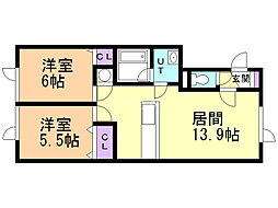 グランフォレスト 2LDKの間取図画像