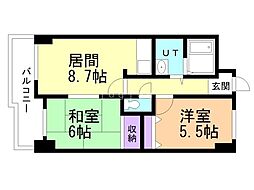 メセナ常磐 2LDKの間取図画像