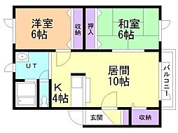 エスティ・パレス神居 2LDKの間取図画像