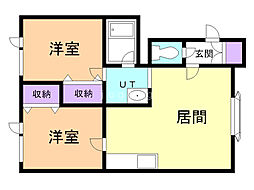 Y・ブルームーン 2LDKの間取図画像