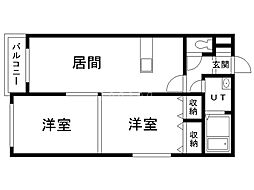 シャンノール山田 2LDKの間取図画像