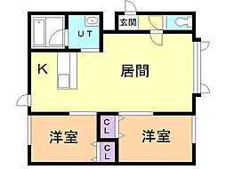 クリアネス2 2LDKの間取図画像