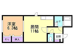 メゾンフローラ 1LDKの間取図画像