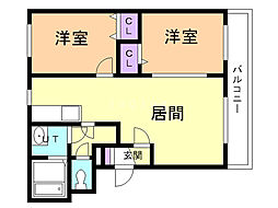 グランドソレイユ 2LDKの間取図画像