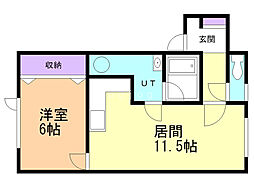 フェリーチェB 1LDKの間取図画像