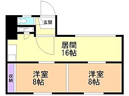 小谷ビル 2LDKの間取図画像