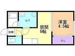 HINOKI西7条マンションB 1LDKの間取図画像
