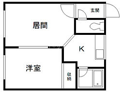 第2大橋マンション 1LDKの間取図画像
