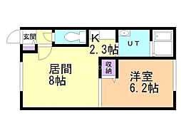 ダイヤハイツ2・16 1LDKの間取図画像