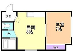 藤グリーンビル 1DKの間取図画像