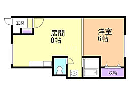 オリス大樹 1DKの間取図画像