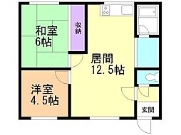旭町ハウス 2LDKの間取図画像