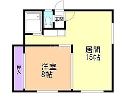 コーポ松原 1LDKの間取図画像