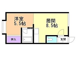 メゾンエクセル末広 1LDKの間取図画像