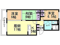 すみのい第3コーポ 3LDKの間取図画像