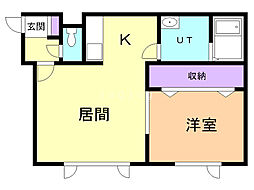 カサブランカ 1LDKの間取図画像