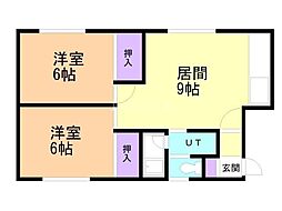 Y.Mコーポ 2DKの間取図画像