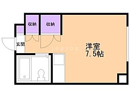 宮の杜ハイツ ワンルームの間取図画像