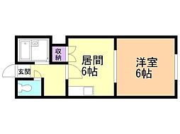 大雪旭川館TOYOOKA 1DKの間取図画像