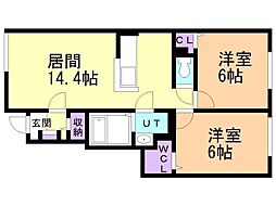 セプテットVI 1階2LDKの間取り