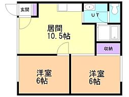 アプリコットハウス 2LDKの間取図画像