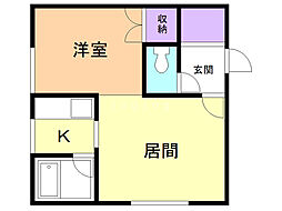 コートハウス愛宕B棟 1LDKの間取図画像