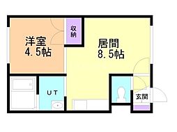 フレンドハイツ 1LDKの間取図画像