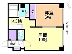 サンフラワー308 1LDKの間取図画像
