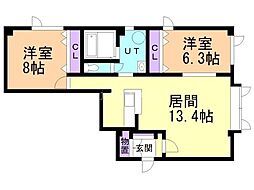 ファクト 2LDKの間取図画像