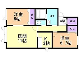 M.S.T-2 2LDKの間取図画像