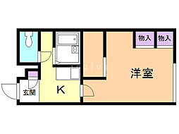 レオパレスエカリミア 1Kの間取図画像