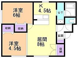 新都ハイツ 2LDKの間取図画像