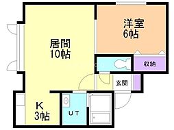 木夢1 1LDKの間取図画像