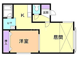 フィール.B 1LDKの間取図画像