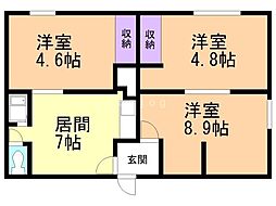 誠ハイツA 3DKの間取図画像